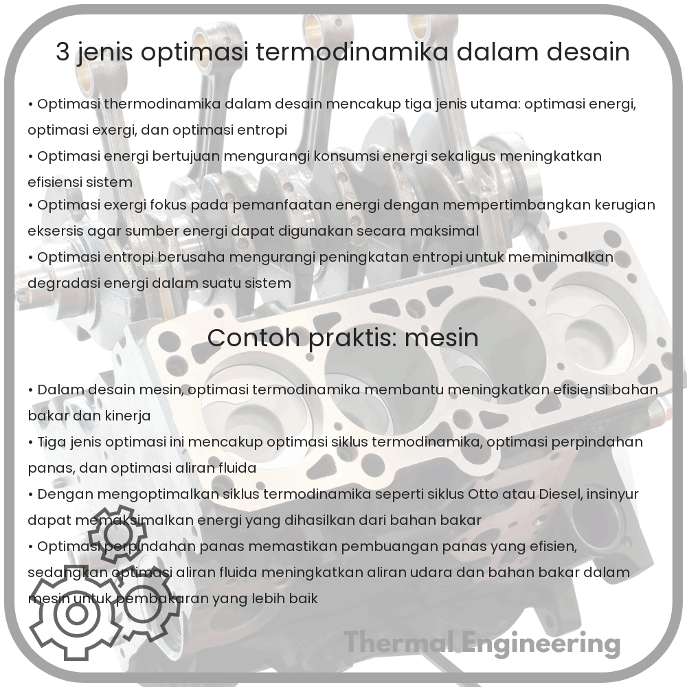 3 Jenis Optimasi Termodinamika dalam Desain