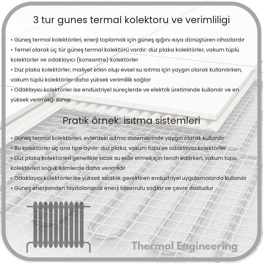 3 Tür Güneş Termal Kolektörü ve Verimliliği