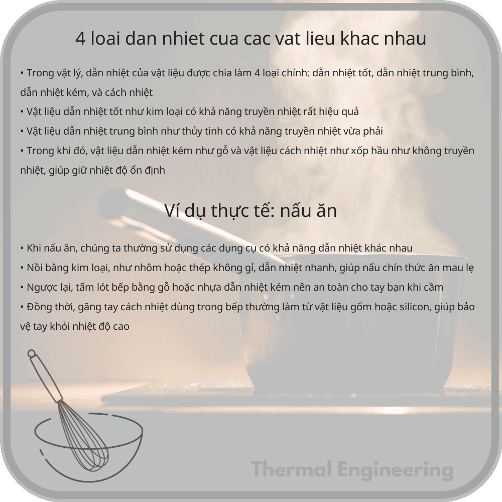 4 Loại Dẫn Nhiệt Của Các Vật Liệu Khác Nhau