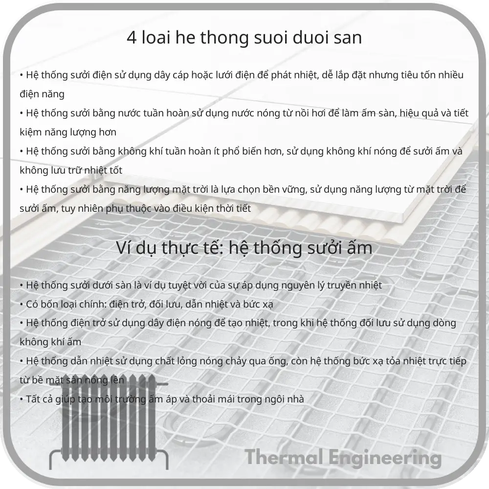 4 Loại Hệ Thống Sưởi Dưới Sàn