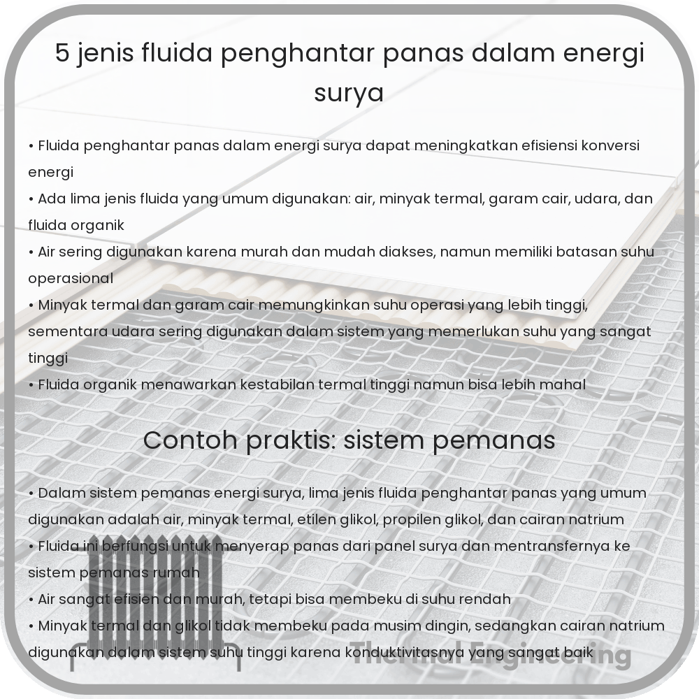 5 Jenis Fluida Penghantar Panas dalam Energi Surya