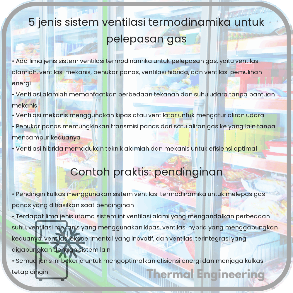 5 Jenis Sistem Ventilasi Termodinamika untuk Pelepasan Gas