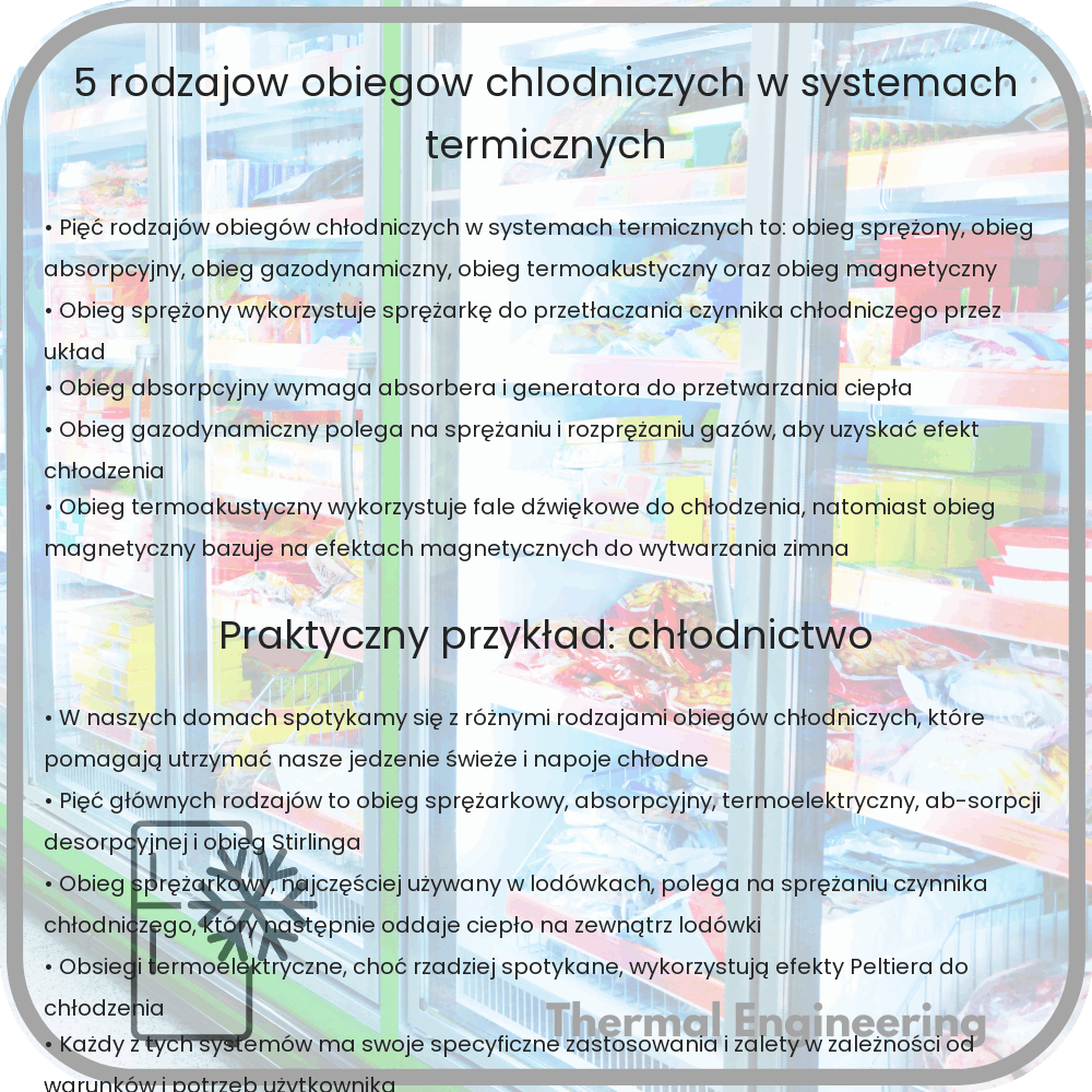 5 rodzajów obiegów chłodniczych w systemach termicznych