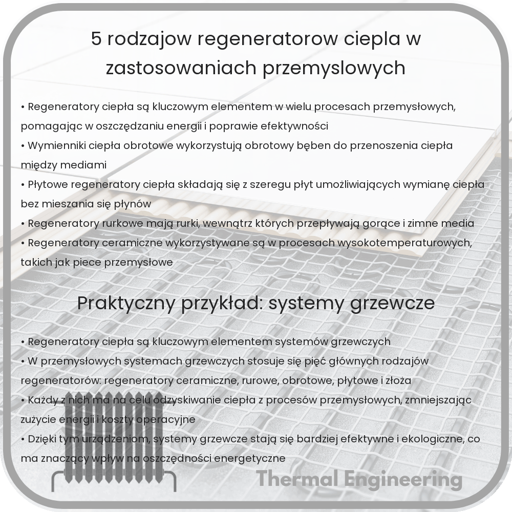 5 Rodzajów Regeneratorów Ciepła w Zastosowaniach Przemysłowych