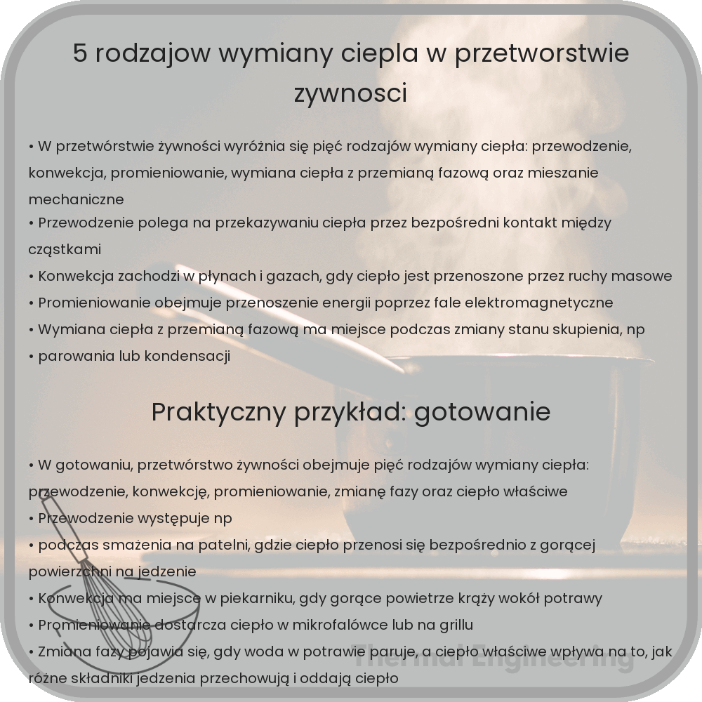 5 rodzajów wymiany ciepła w przetwórstwie żywności