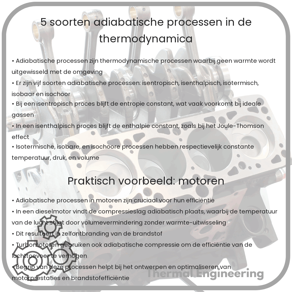 5 Soorten Adiabatische Processen in de Thermodynamica