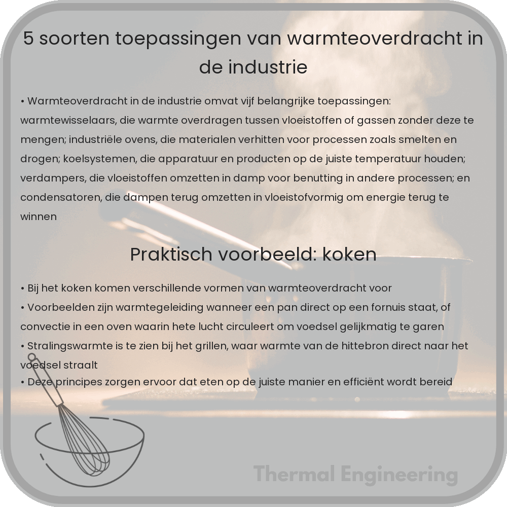 5 Soorten Toepassingen van Warmteoverdracht in de Industrie