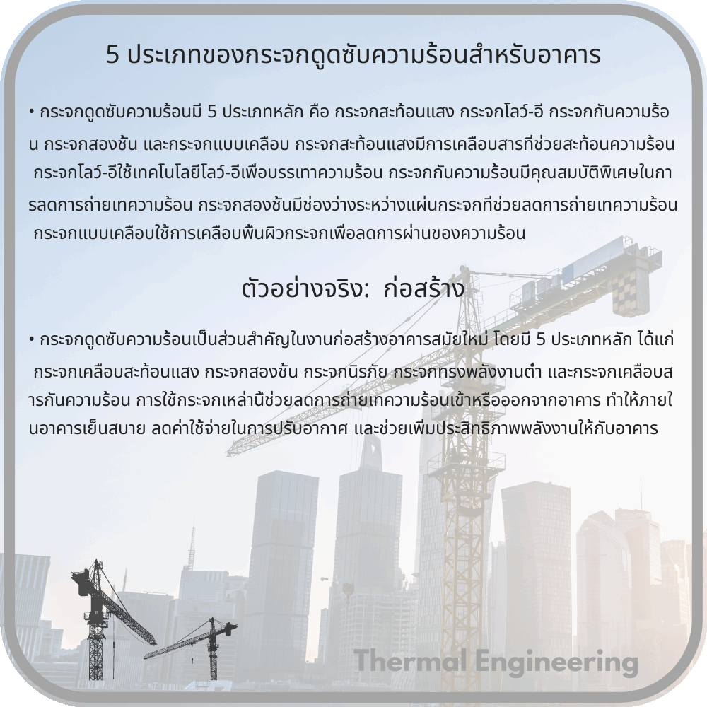 5 ประเภทของกระจกดูดซับความร้อนสำหรับอาคาร