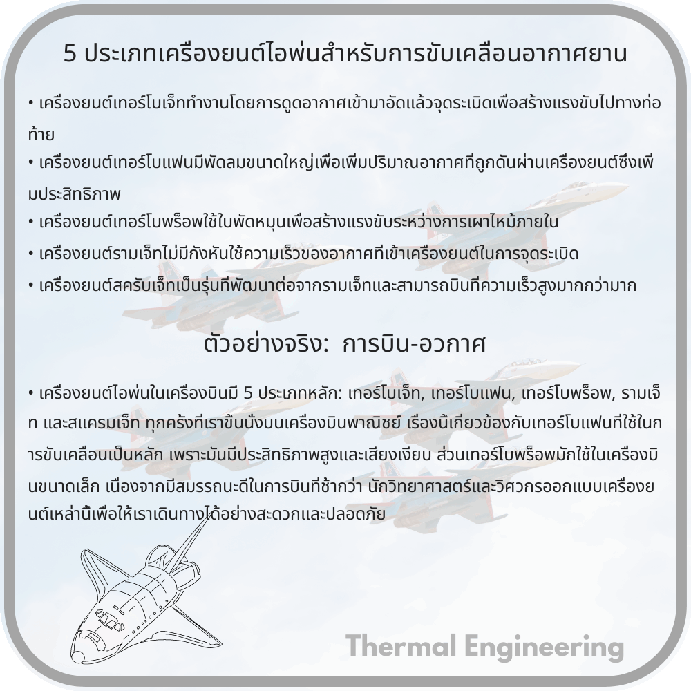 5 ประเภทเครื่องยนต์ไอพ่นสำหรับการขับเคลื่อนอากาศยาน