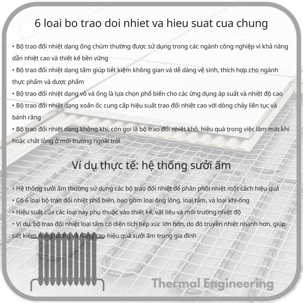 6 Loại Bộ Trao Đổi Nhiệt và Hiệu Suất Của Chúng