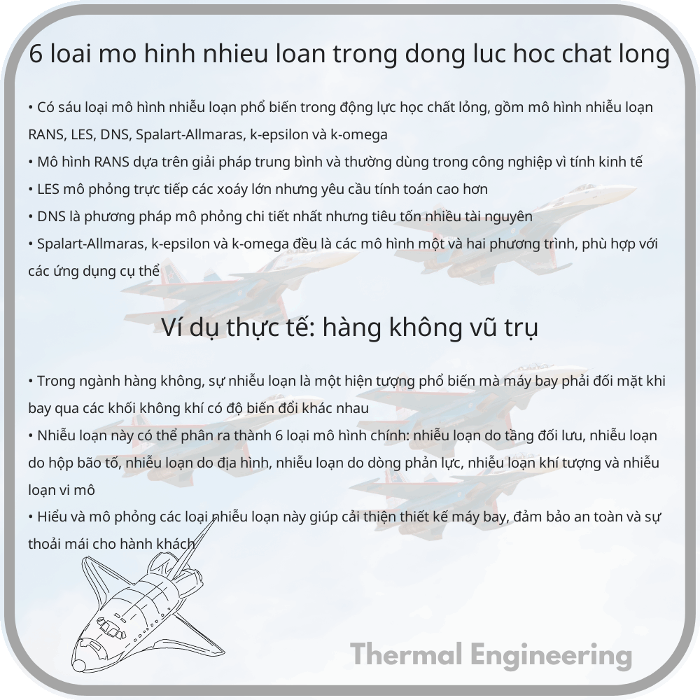 6 Loại Mô Hình Nhiễu Loạn Trong Động Lực Học Chất Lỏng