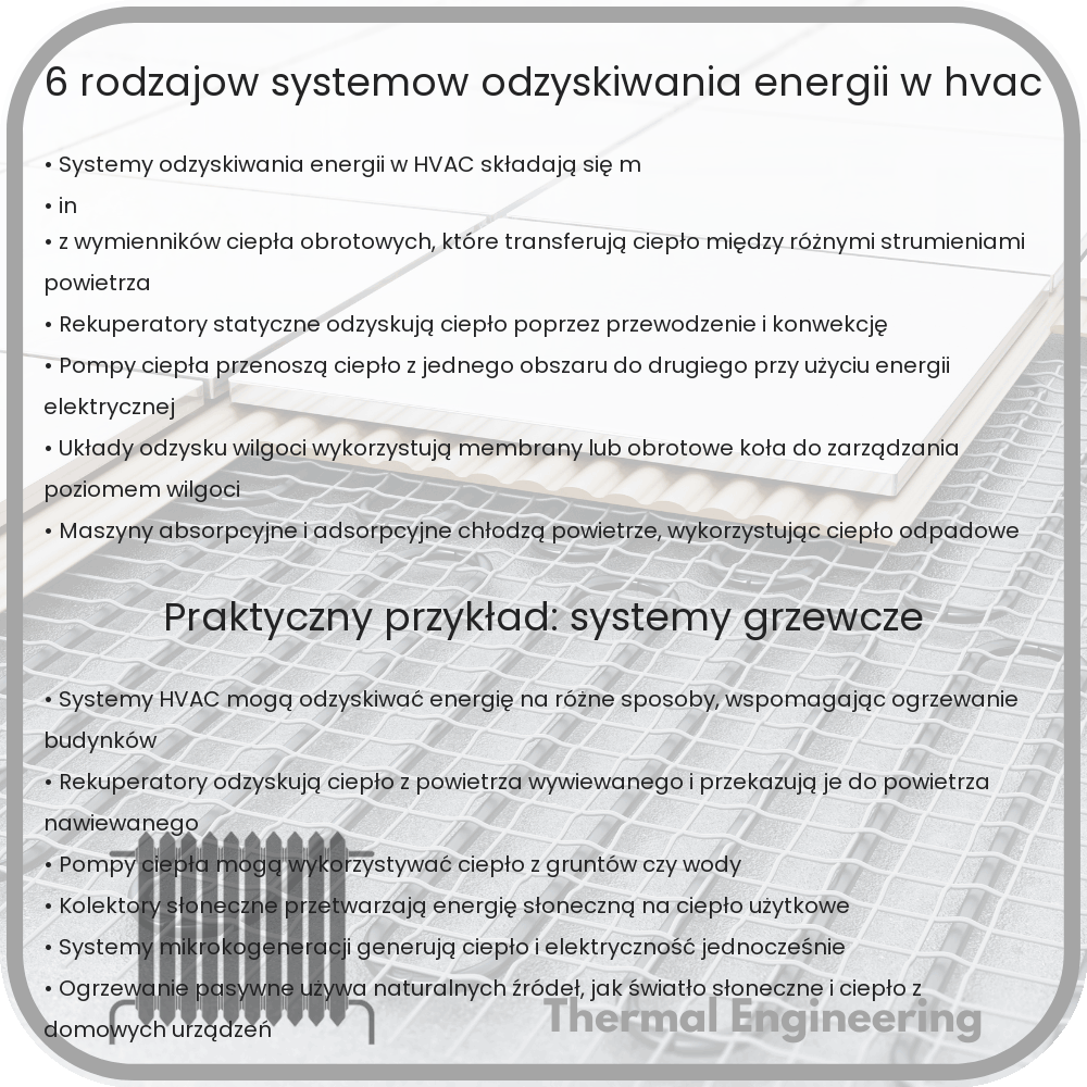 6 rodzajów systemów odzyskiwania energii w HVAC