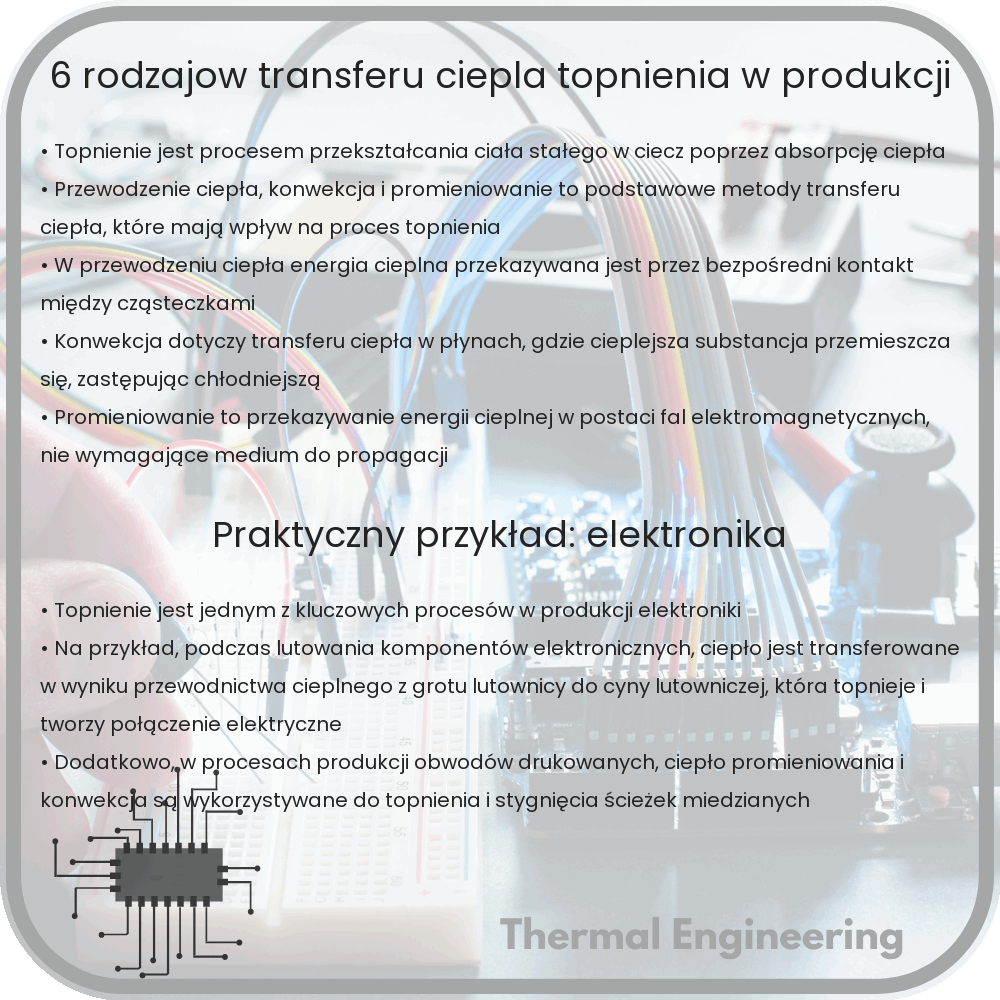 6 rodzajów transferu ciepła topnienia w produkcji