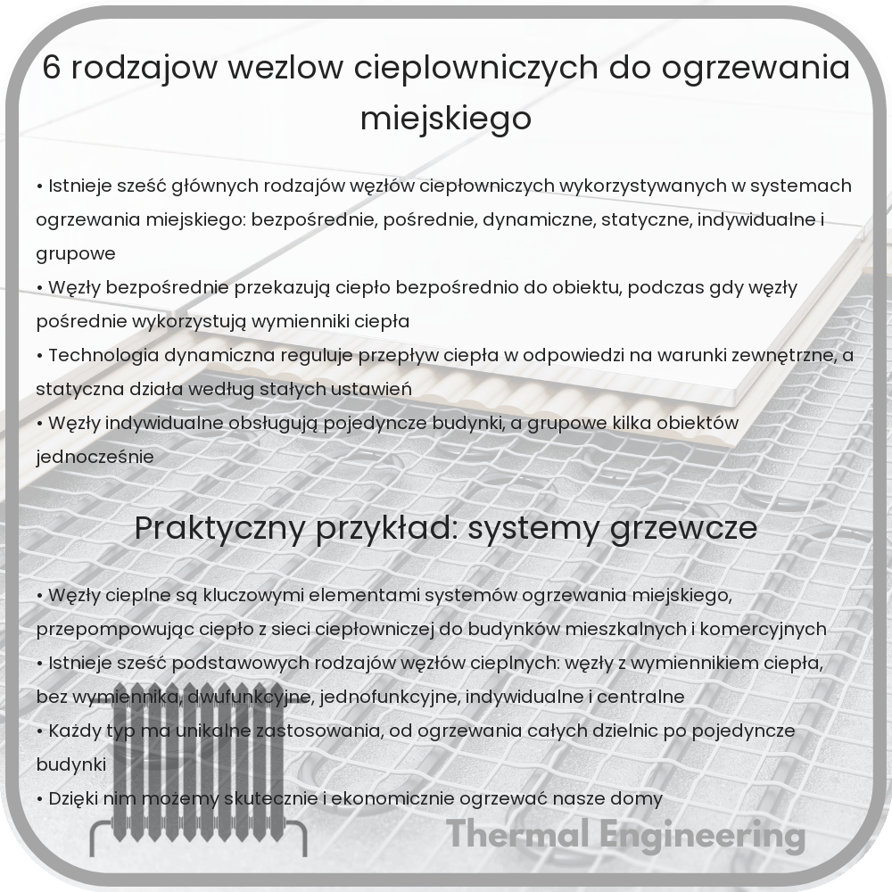 6 Rodzajów Węzłów Ciepłowniczych do Ogrzewania Miejskiego