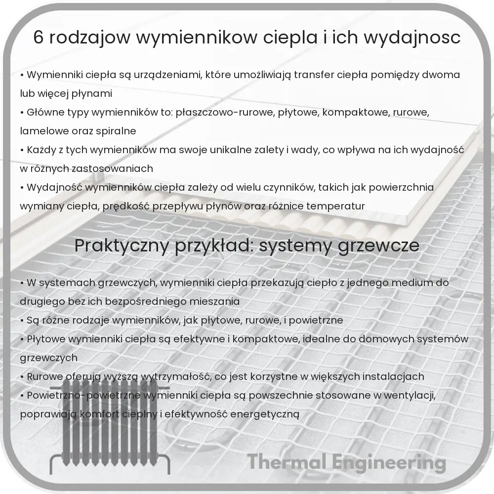6 rodzajów wymienników ciepła i ich wydajność