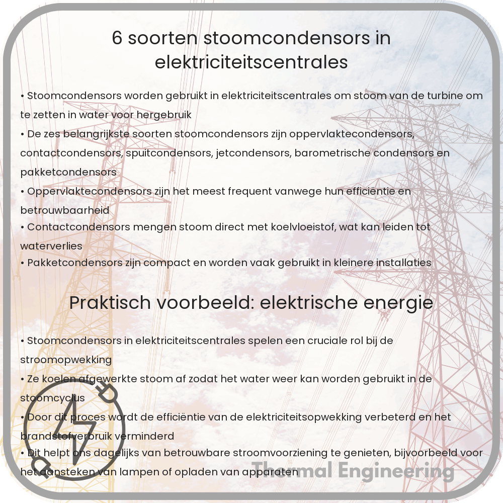 6 Soorten Stoomcondensors in Elektriciteitscentrales
