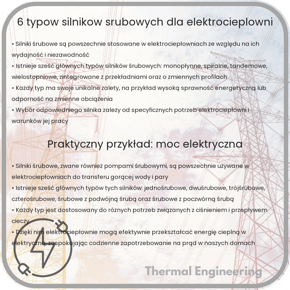 6 typów silników śrubowych dla elektrociepłowni