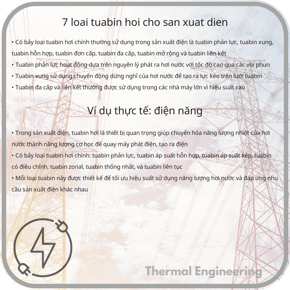 7 Loại Tuabin Hơi cho Sản Xuất Điện