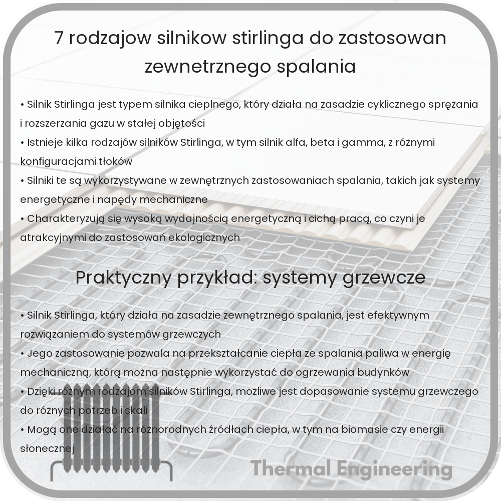7 rodzajów silników Stirlinga do zastosowań zewnętrznego spalania