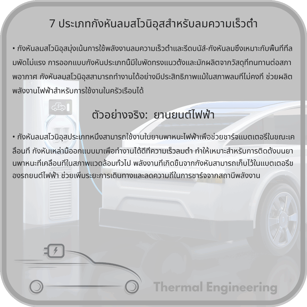 7 ประเภทกังหันลมสโวนิอุสสำหรับลมความเร็วต่ำ