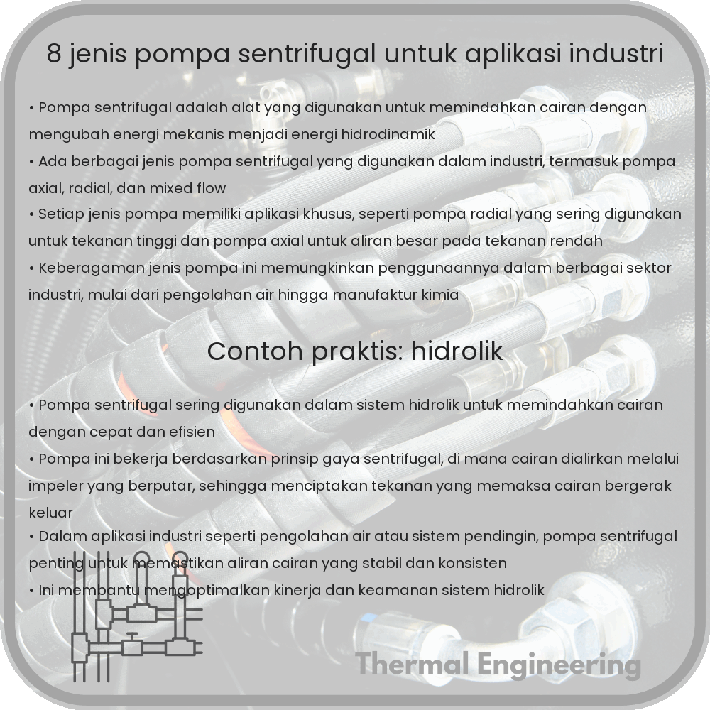8 Jenis Pompa Sentrifugal untuk Aplikasi Industri