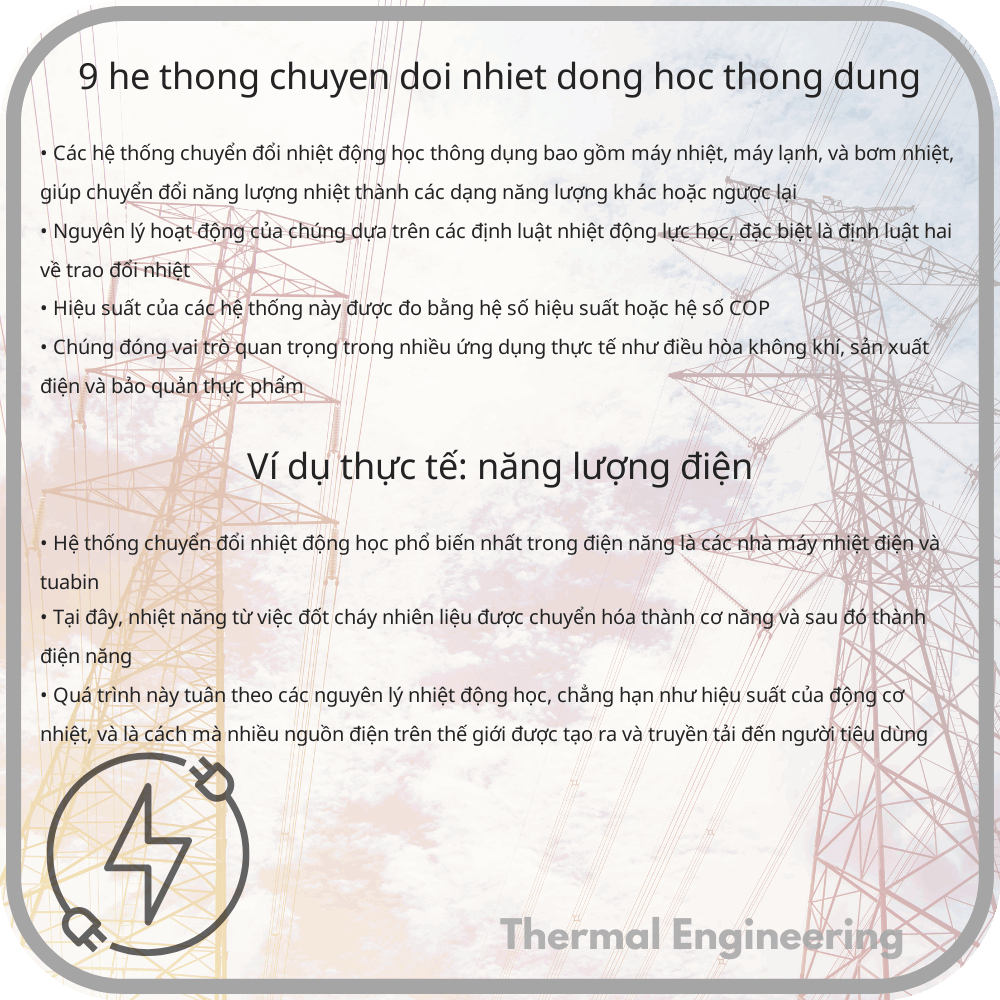 9 Hệ Thống Chuyển Đổi Nhiệt Động Học Thông Dụng