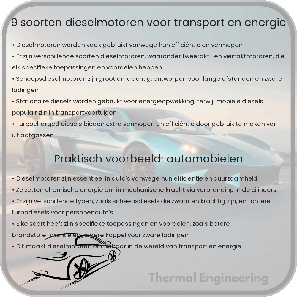 9 Soorten Dieselmotoren voor Transport en Energie