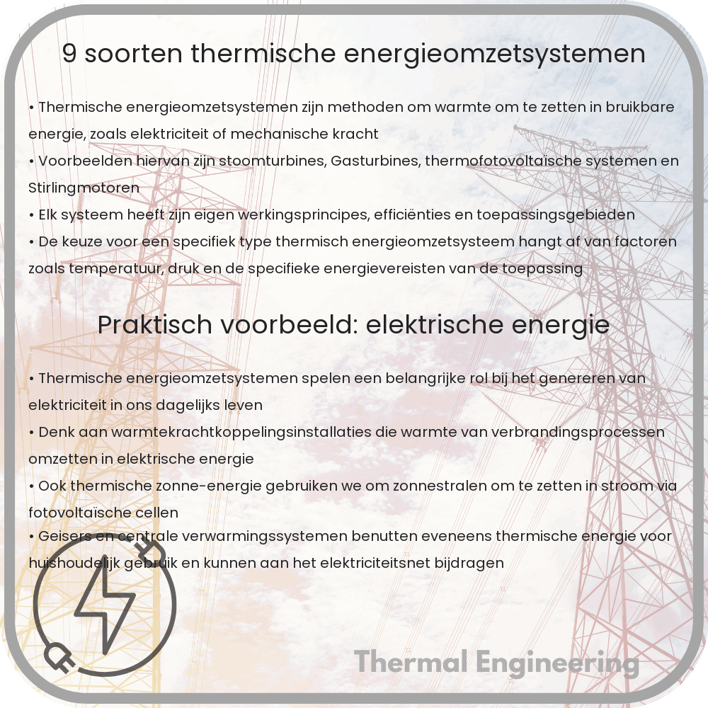 9 Soorten Thermische Energieomzetsystemen