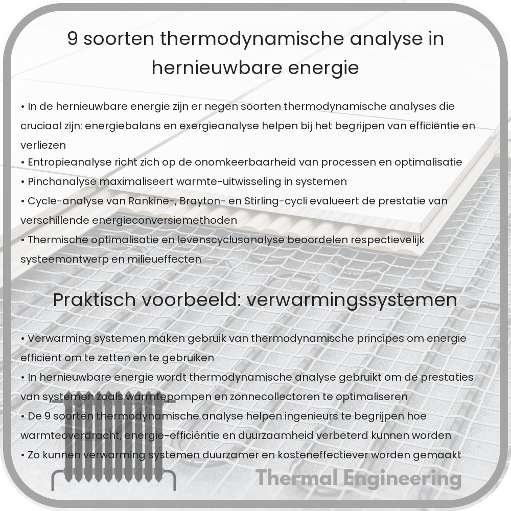 9 Soorten Thermodynamische Analyse in Hernieuwbare Energie