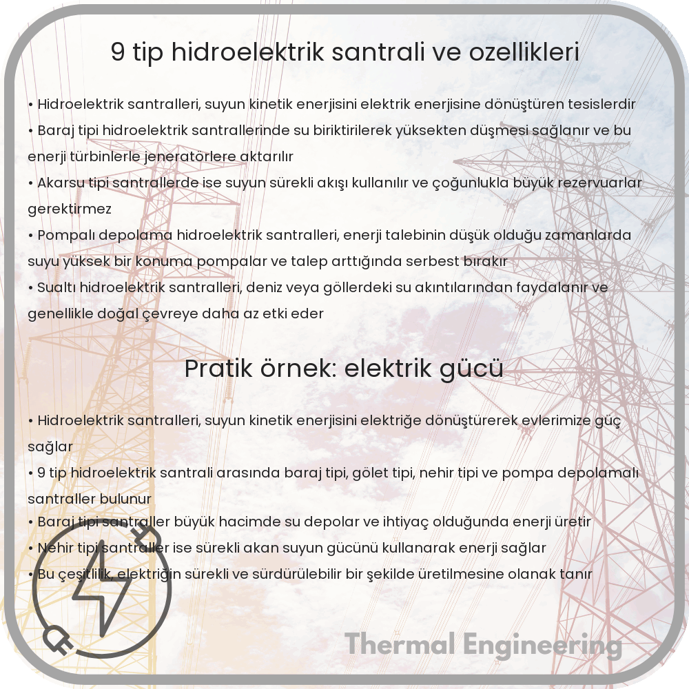 9 Tip Hidroelektrik Santrali ve Özellikleri