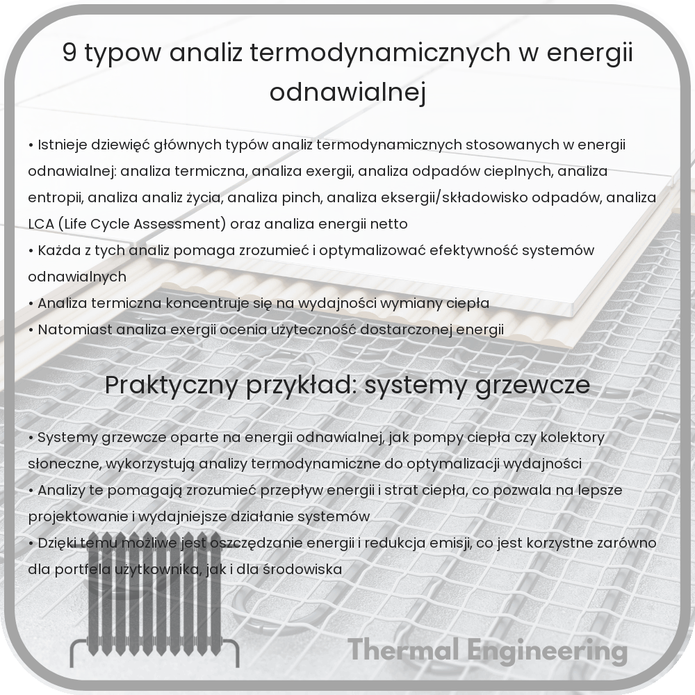 9 typów analiz termodynamicznych w energii odnawialnej