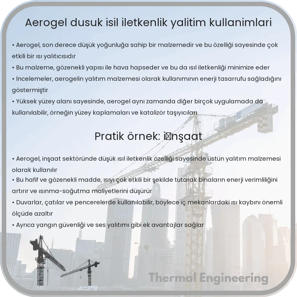 Aerogel | Düşük Isıl İletkenlik, Yalıtım Kullanımları