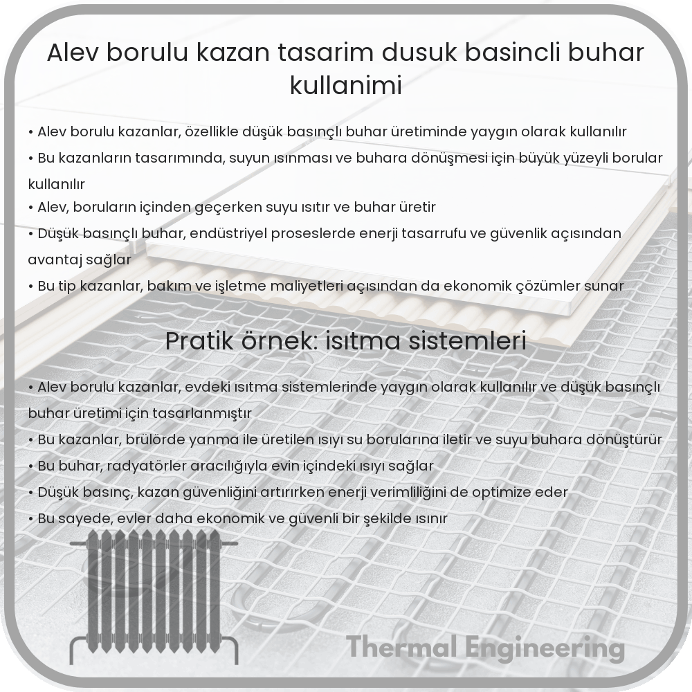 Alev Borulu Kazan | Tasarım, Düşük Basınçlı Buhar Kullanımı