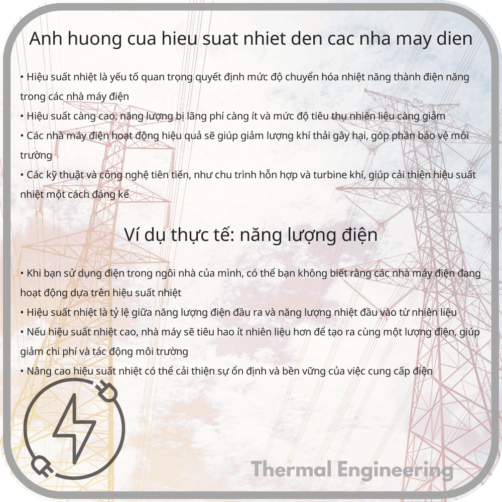Ảnh hưởng của hiệu suất nhiệt đến các nhà máy điện
