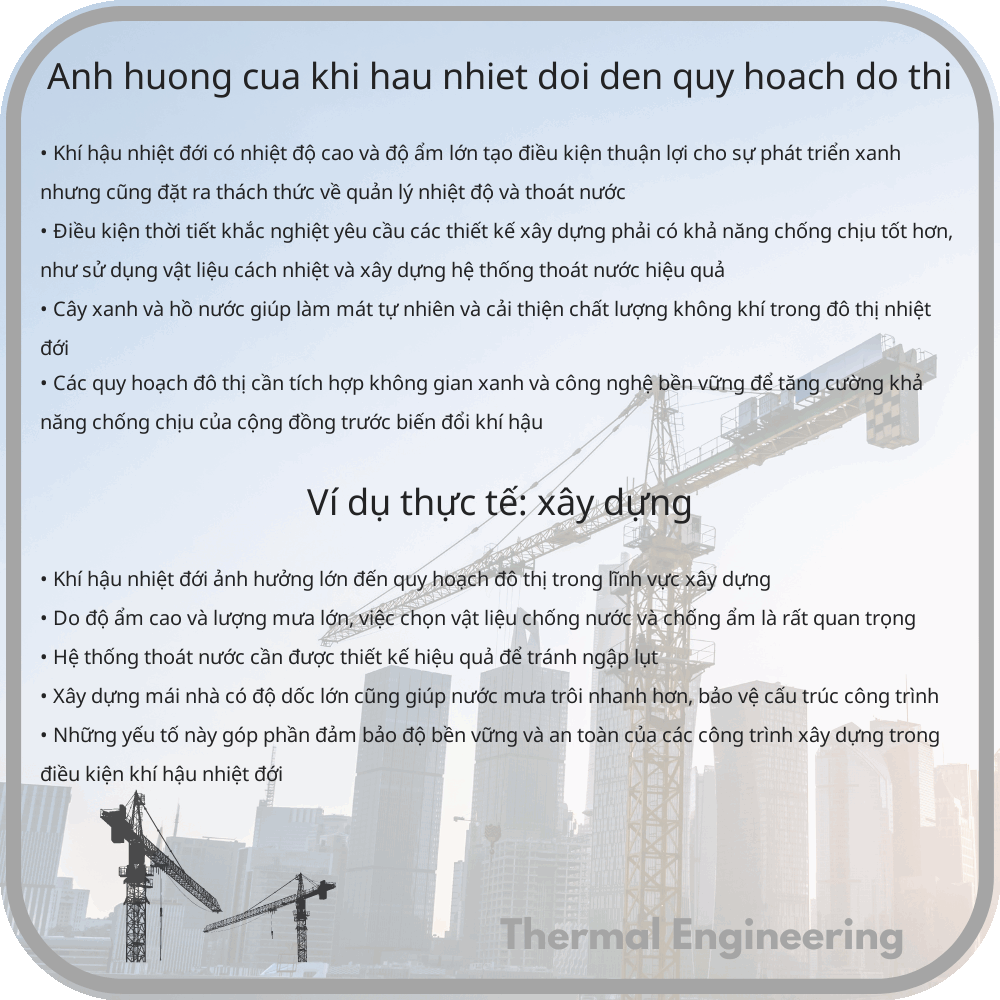 Ảnh hưởng của khí hậu nhiệt đới đến quy hoạch đô thị.