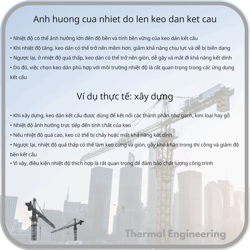 Ảnh hưởng của nhiệt độ lên keo dán kết cấu