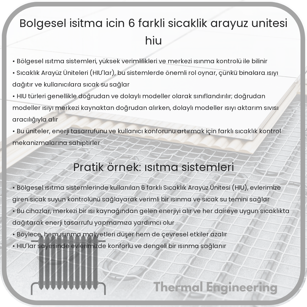 Bölgesel Isıtma İçin 6 Farklı Sıcaklık Arayüz Ünitesi (HIU)