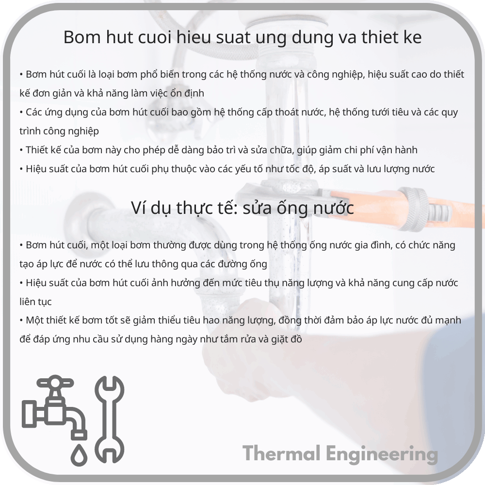 Bơm Hút Cuối: Hiệu Suất, Ứng Dụng và Thiết Kế