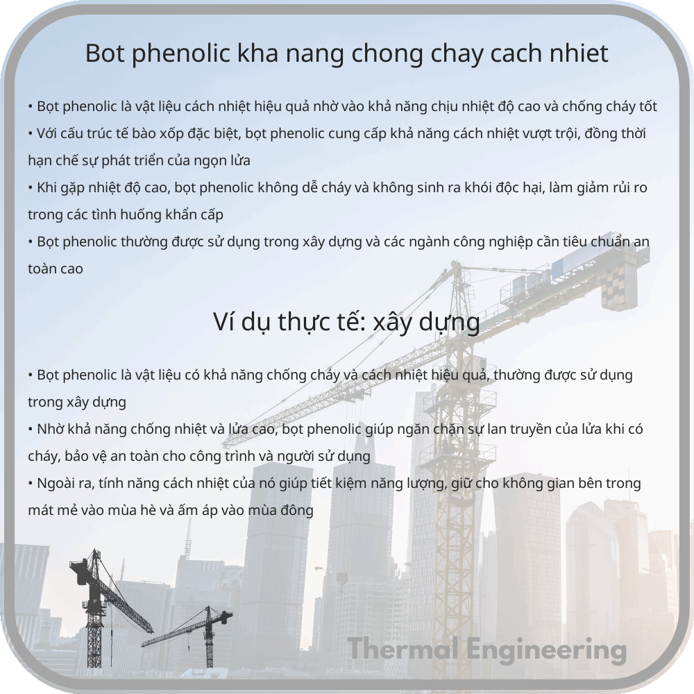 Bọt Phenolic | Khả Năng Chống Cháy, Cách Nhiệt