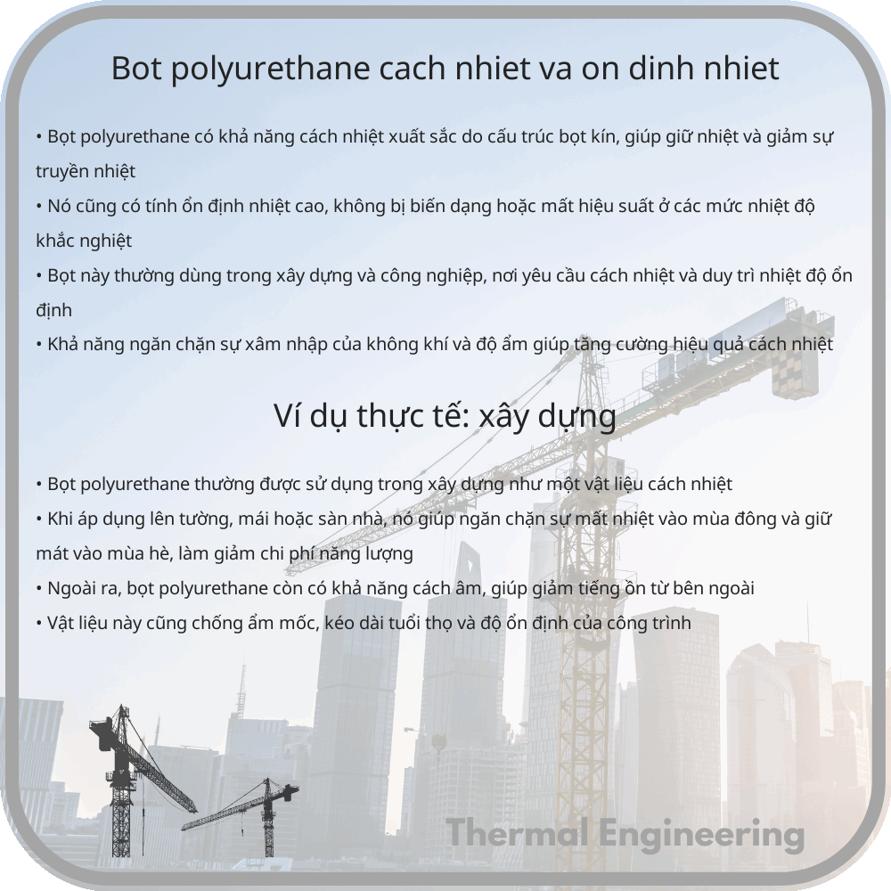 Bọt Polyurethane | Cách Nhiệt và Ổn Định Nhiệt