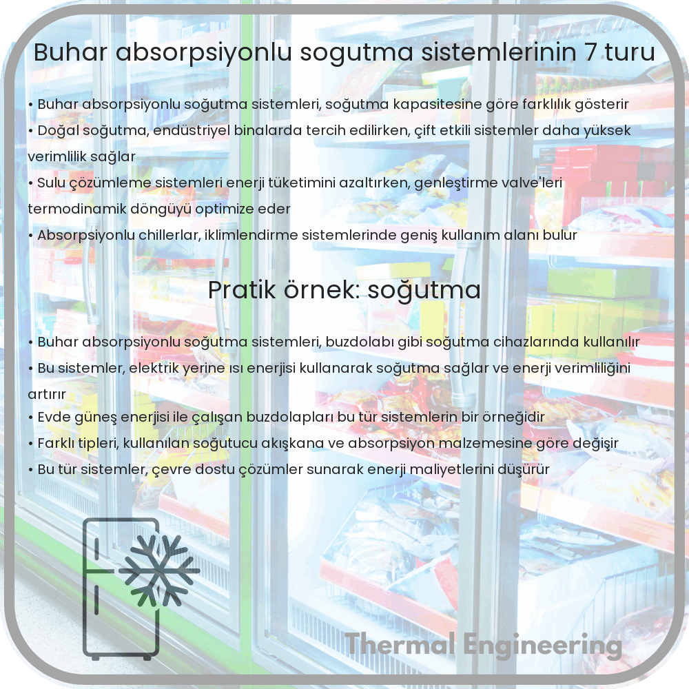 Buhar Absorpsiyonlu Soğutma Sistemlerinin 7 Türü