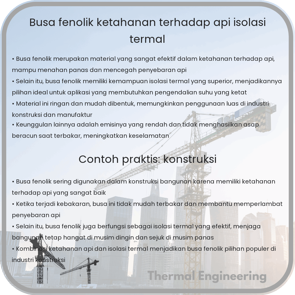 Busa Fenolik | Ketahanan Terhadap Api, Isolasi Termal