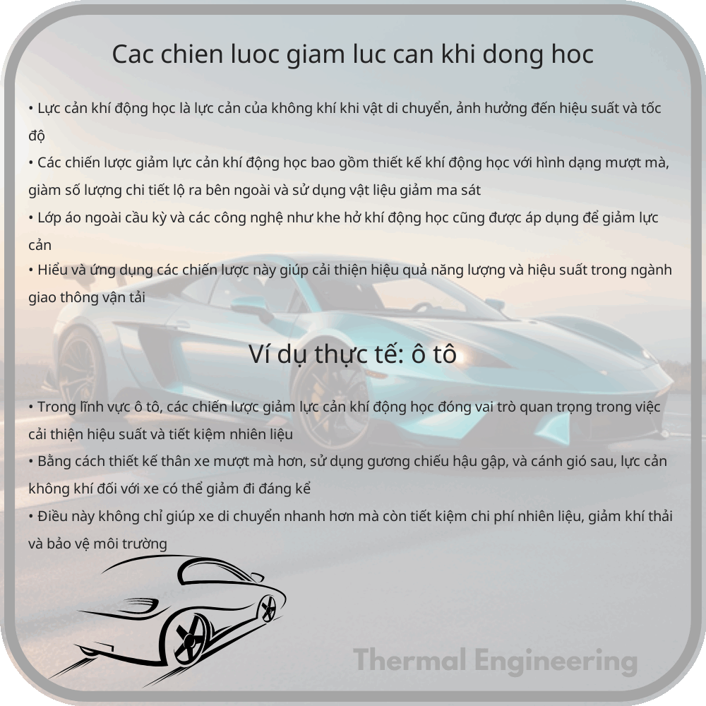Các chiến lược giảm lực cản khí động học