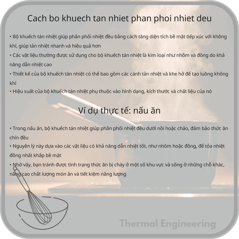 Cách bộ khuếch tán nhiệt phân phối nhiệt đều