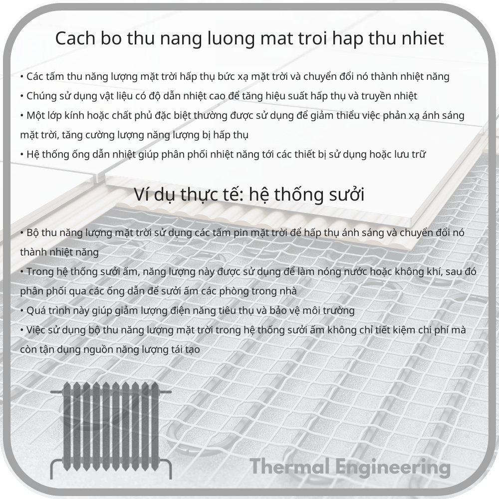 Cách bộ thu năng lượng mặt trời hấp thụ nhiệt