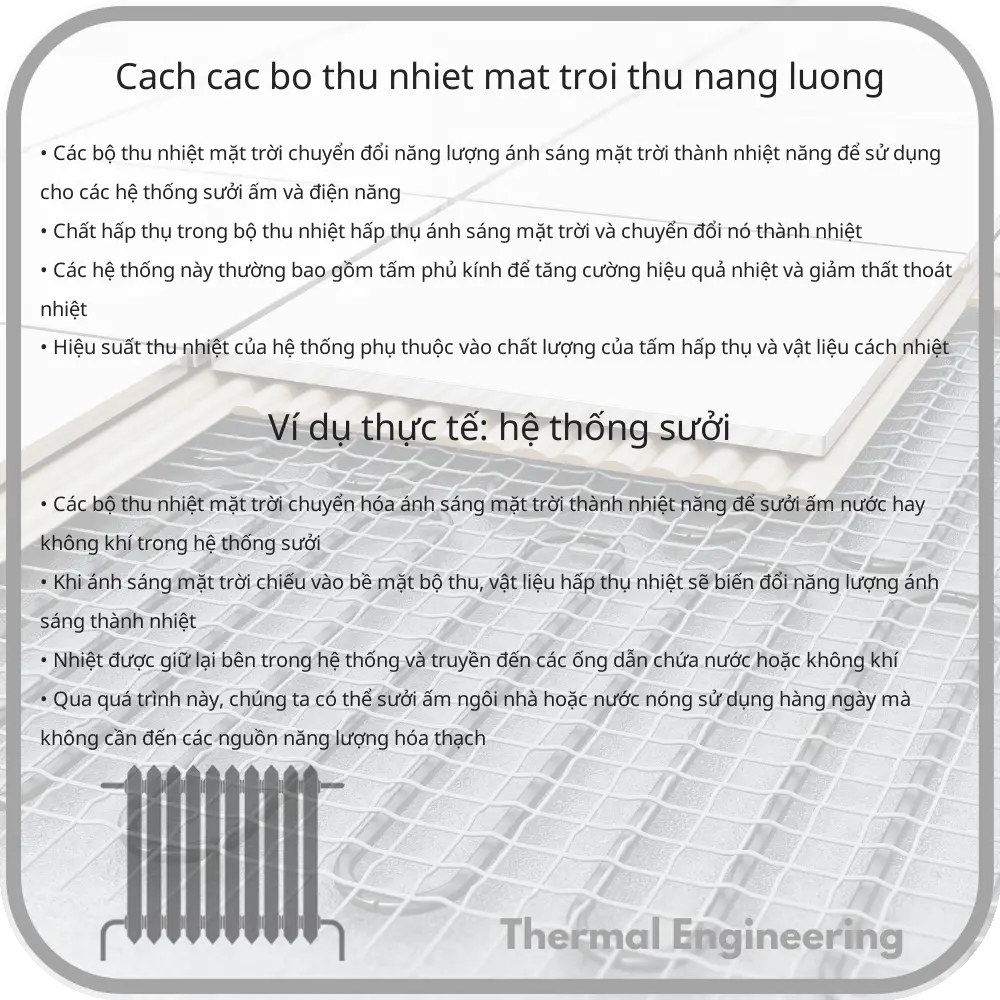 Cách các bộ thu nhiệt mặt trời thu năng lượng