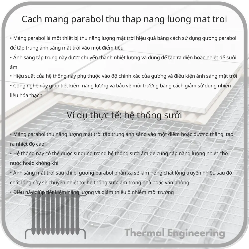Cách máng parabol thu thập năng lượng mặt trời