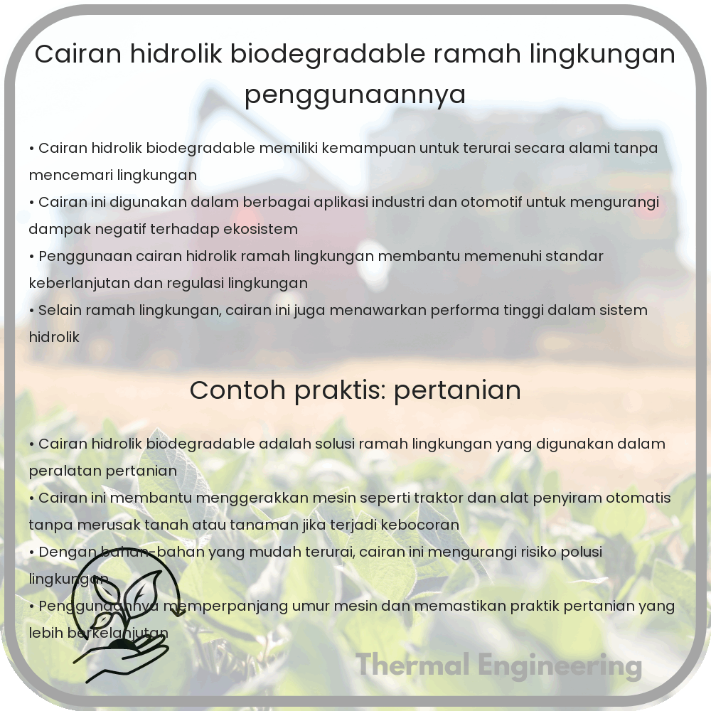 Cairan Hidrolik Biodegradable | Ramah Lingkungan & Penggunaannya