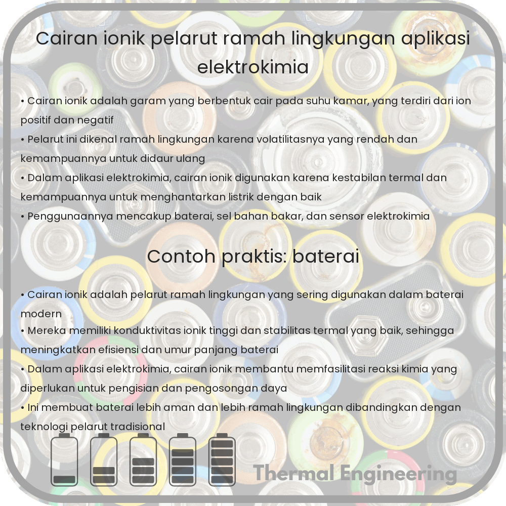 Cairan Ionik | Pelarut Ramah Lingkungan & Aplikasi Elektrokimia