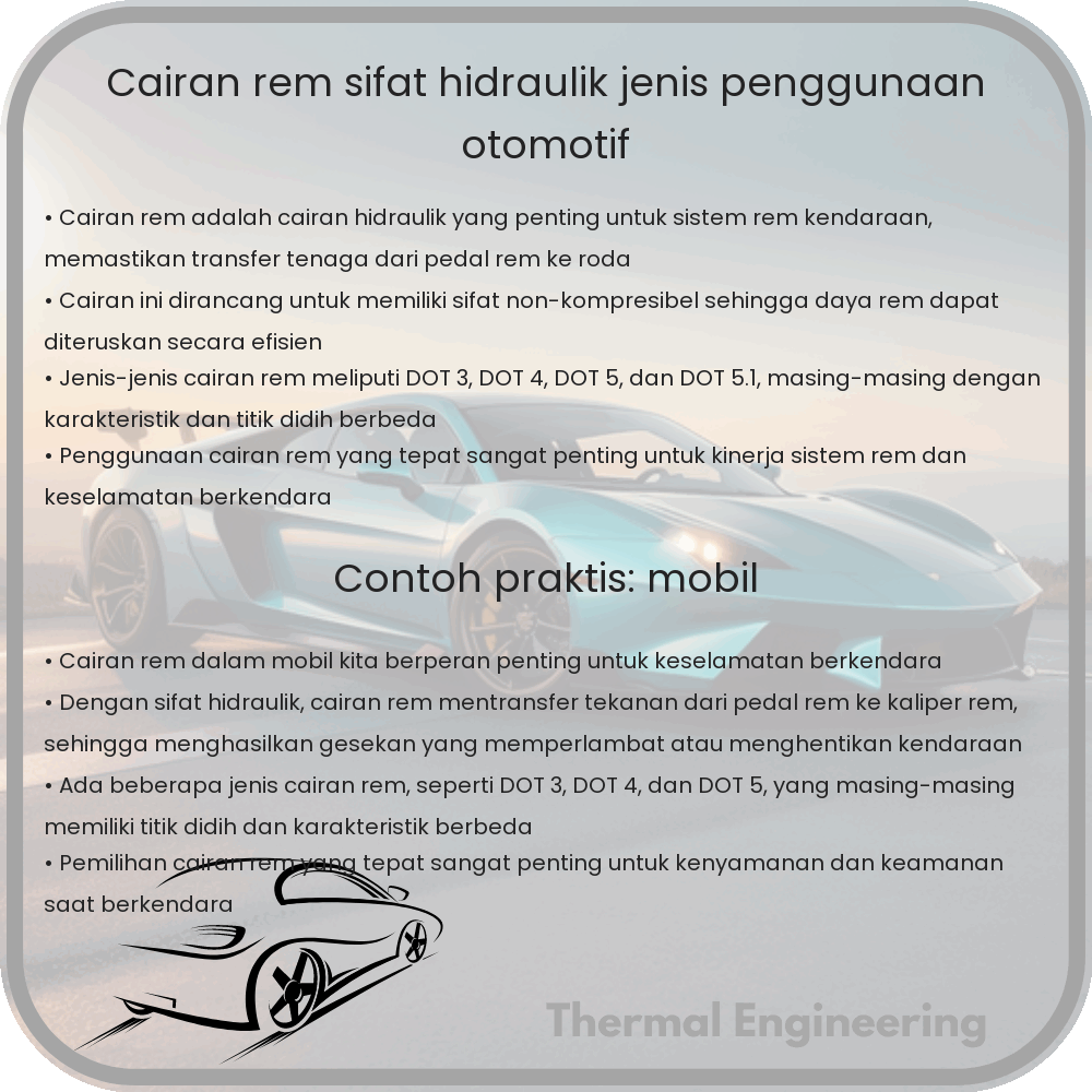 Cairan Rem | Sifat Hidraulik, Jenis, Penggunaan Otomotif